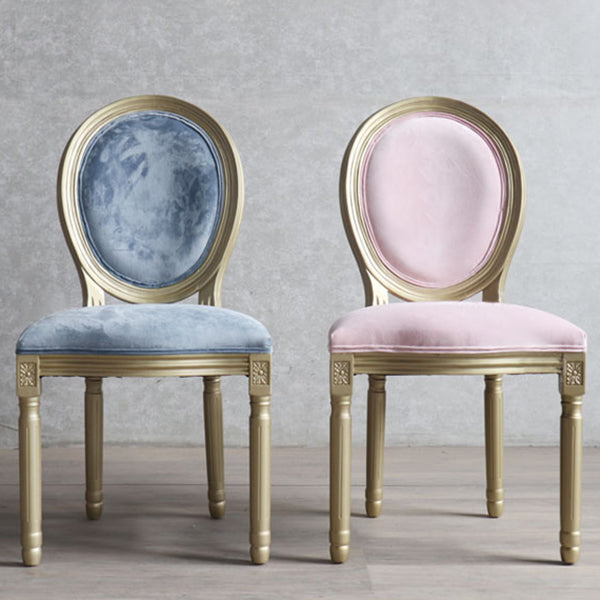 Chaise de salle à manger traditionnelle en velours, chaise latérale à dossier King Louis de 38 pouces avec 4 pieds pour restaurant
