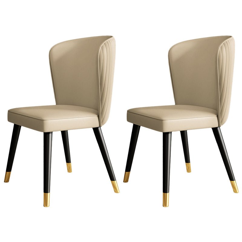 Contemporary Style Leather Chair Armless Parsons Chair with Wooden Legs for Dining Room