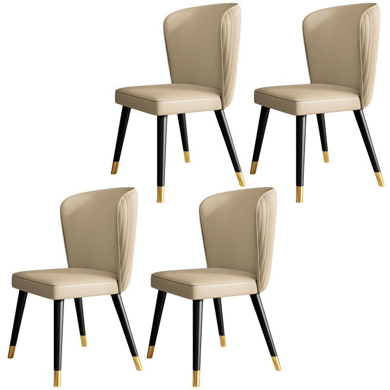 Contemporary Style Leather Chair Armless Parsons Chair with Wooden Legs for Dining Room