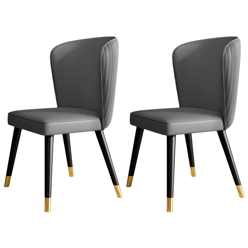 Contemporary Style Leather Chair Armless Parsons Chair with Wooden Legs for Dining Room