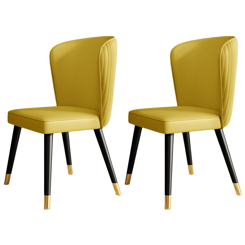 Contemporary Style Leather Chair Armless Parsons Chair with Wooden Legs for Dining Room