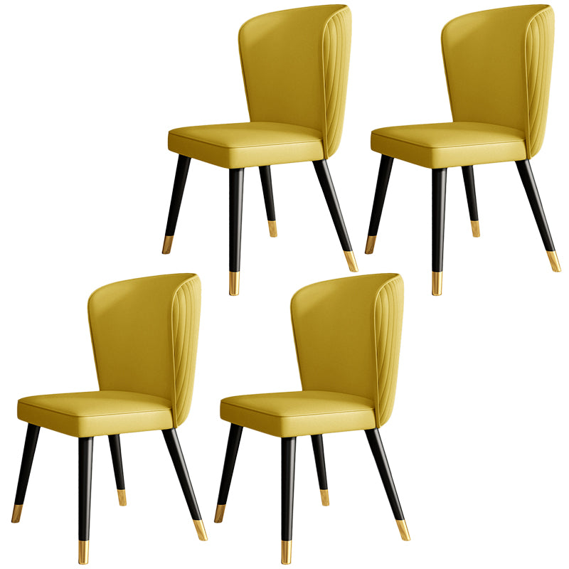 Contemporary Style Leather Chair Armless Parsons Chair with Wooden Legs for Dining Room