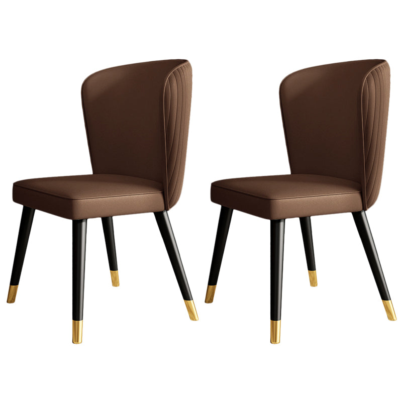 Contemporary Style Leather Chair Armless Parsons Chair with Wooden Legs for Dining Room