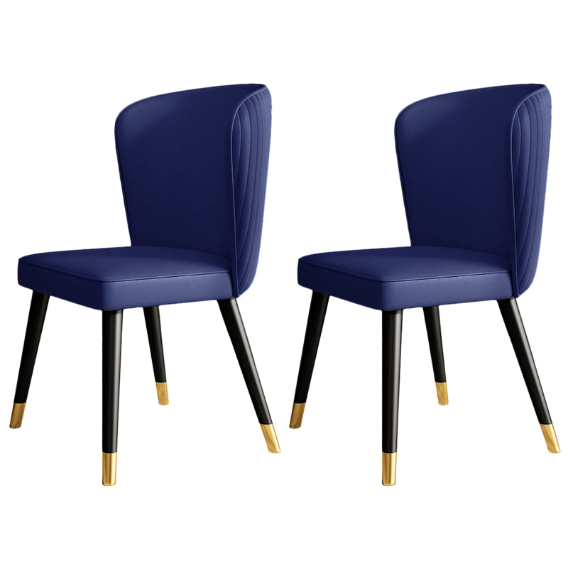 Contemporary Style Leather Chair Armless Parsons Chair with Wooden Legs for Dining Room