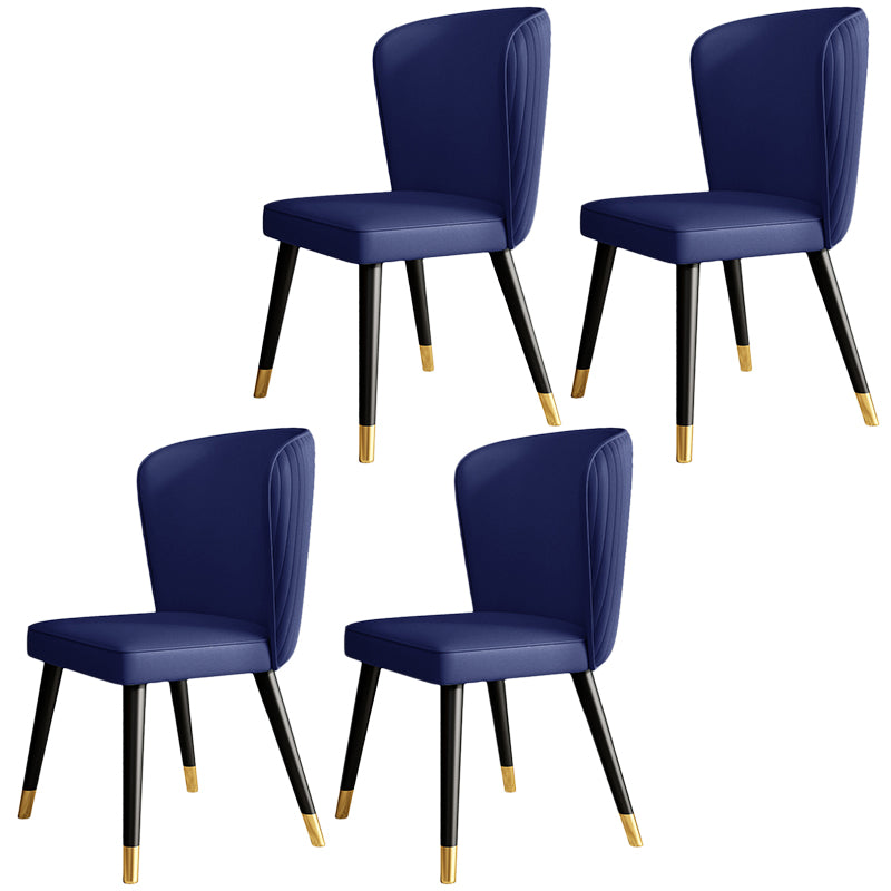 Contemporary Style Leather Chair Armless Parsons Chair with Wooden Legs for Dining Room
