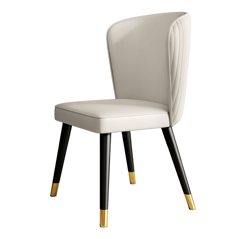 Contemporary Style Leather Chair Armless Parsons Chair with Wooden Legs for Dining Room