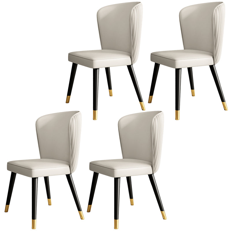 Contemporary Style Leather Chair Armless Parsons Chair with Wooden Legs for Dining Room
