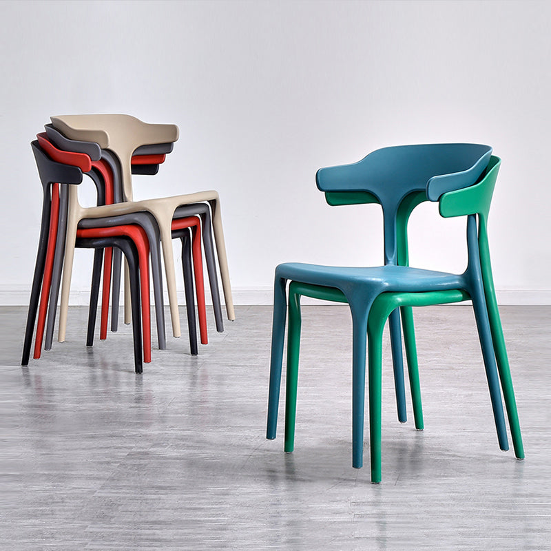 Fauteuils de salle à manger en plastique, fauteuils empilables à dos ouvert de cuisine d'intérieur
