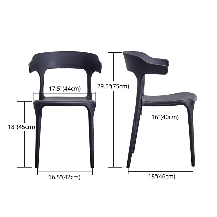 Fauteuils de salle à manger en plastique, fauteuils empilables à dos ouvert de cuisine d'intérieur