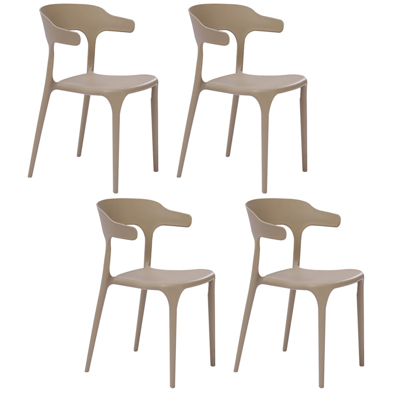 Fauteuils de salle à manger en plastique, fauteuils empilables à dos ouvert de cuisine d'intérieur