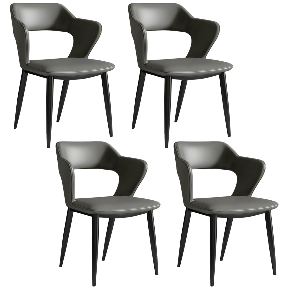 Nordic Metal Dining Chairs with Arm Indoor Open Back Dining Side Chair