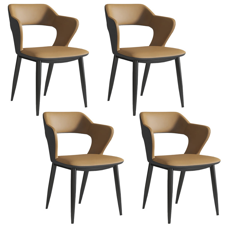 Nordic Metal Dining Chairs with Arm Indoor Open Back Dining Side Chair