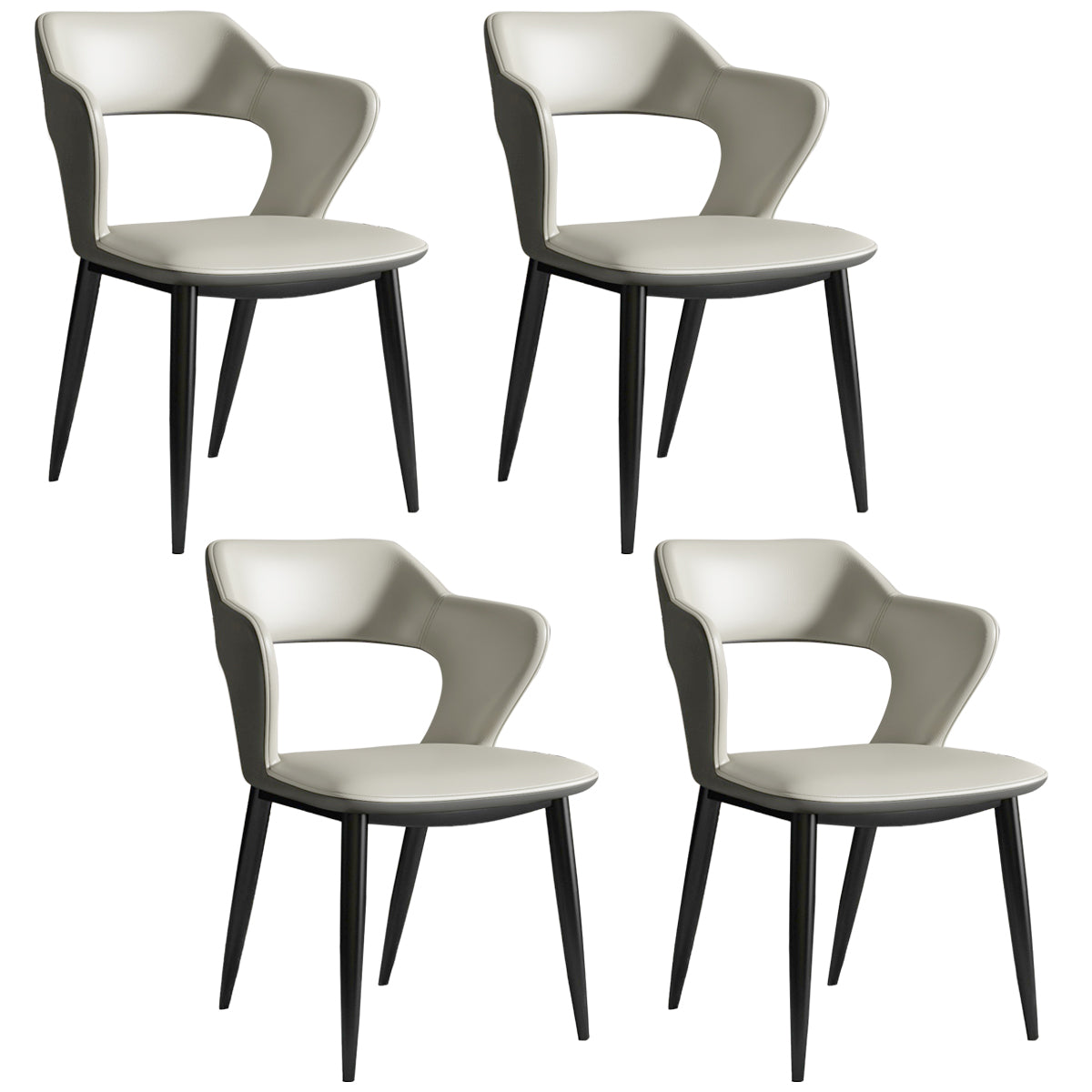 Nordic Metal Dining Chairs with Arm Indoor Open Back Dining Side Chair