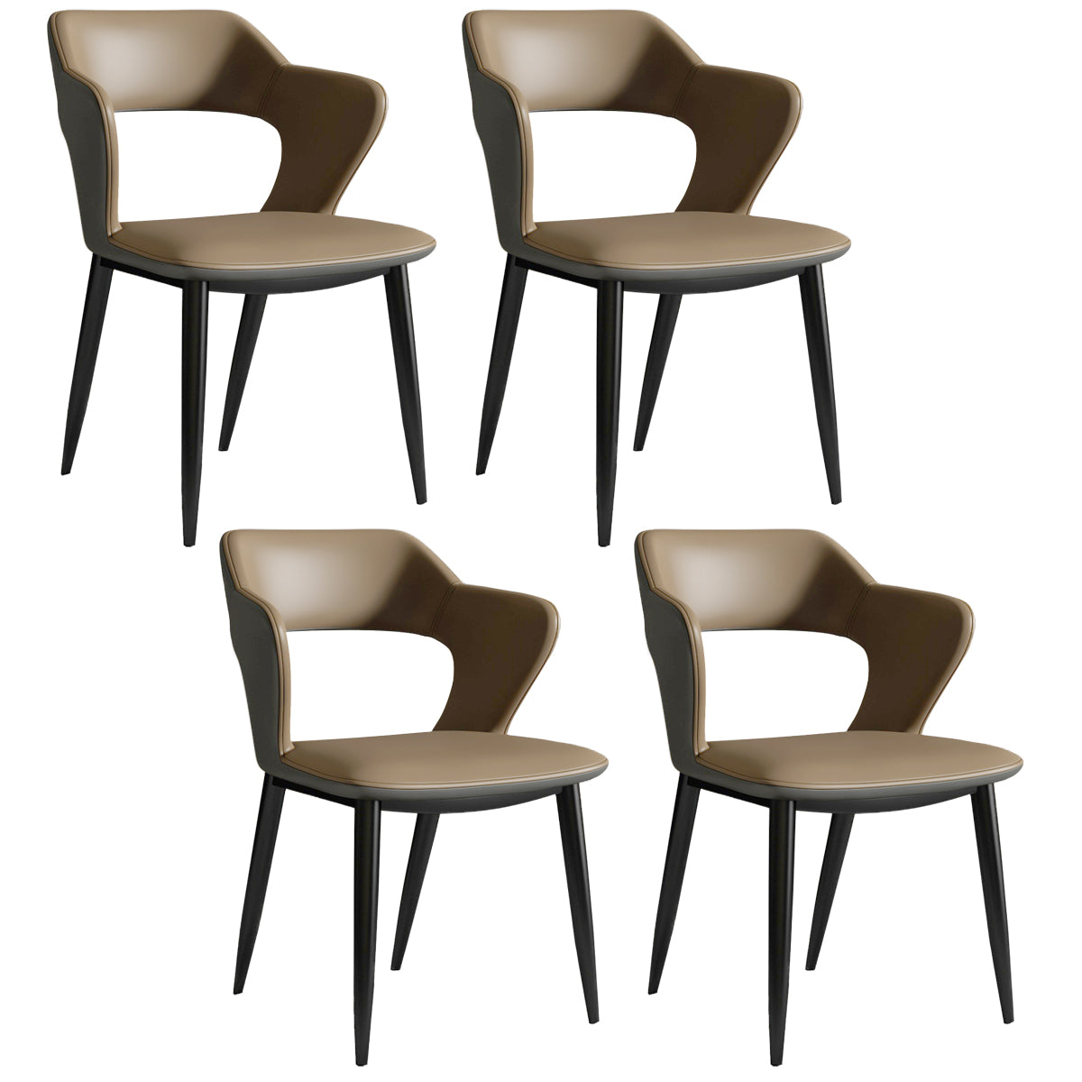 Nordic Metal Dining Chairs with Arm Indoor Open Back Dining Side Chair