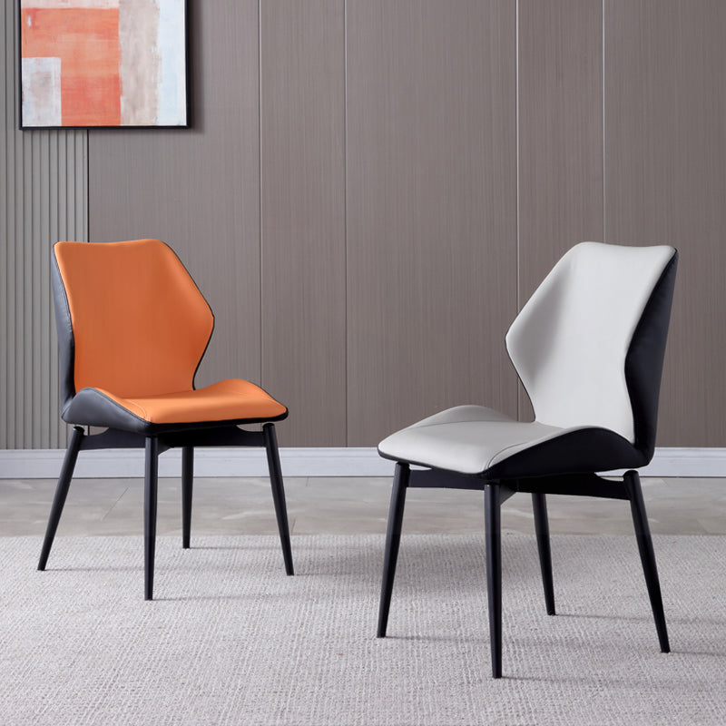 Contemporary Kitchen Dining Side Chair Wingback Parsons Chair with Carbon Steel Legs