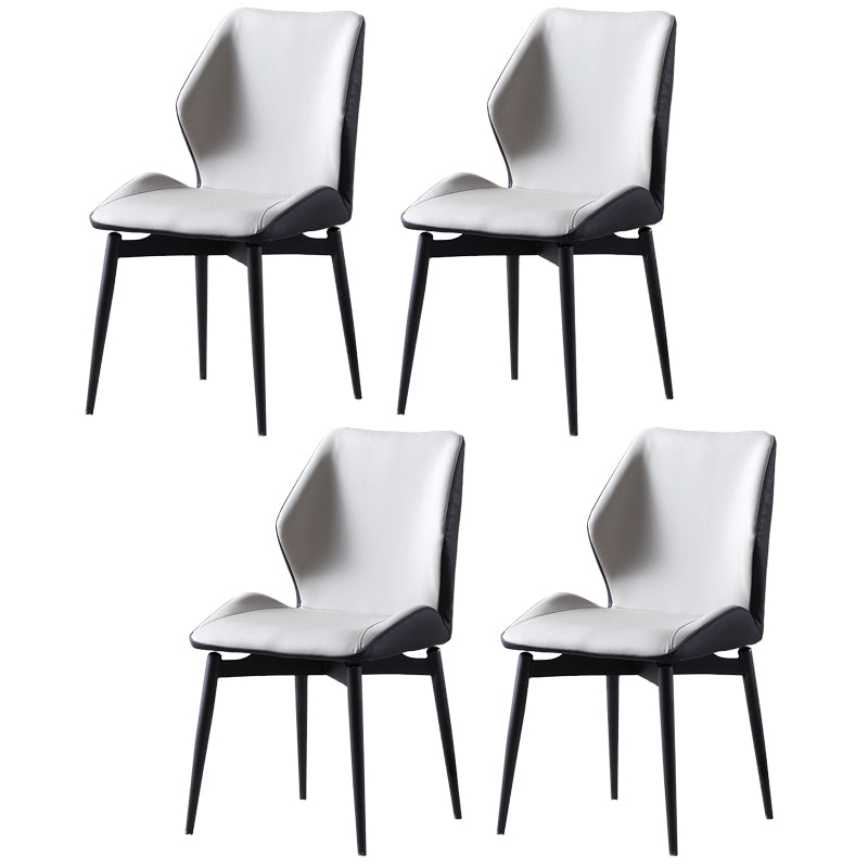 Contemporary Kitchen Dining Side Chair Wingback Parsons Chair with Carbon Steel Legs