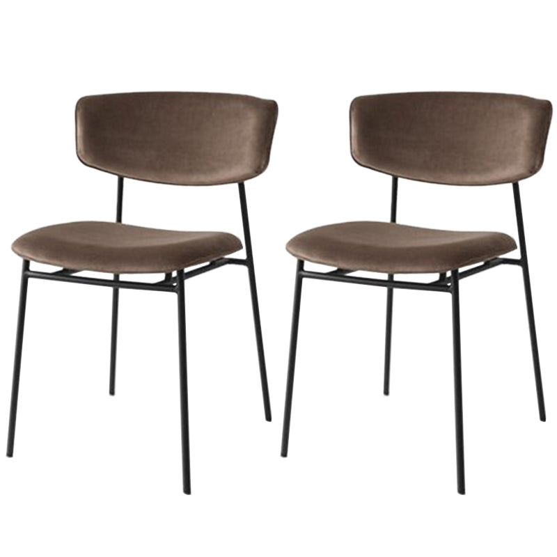 Chaise latérale de restaurant contemporaine en cuir, chaise de salle à manger ouverte de couleur foncée