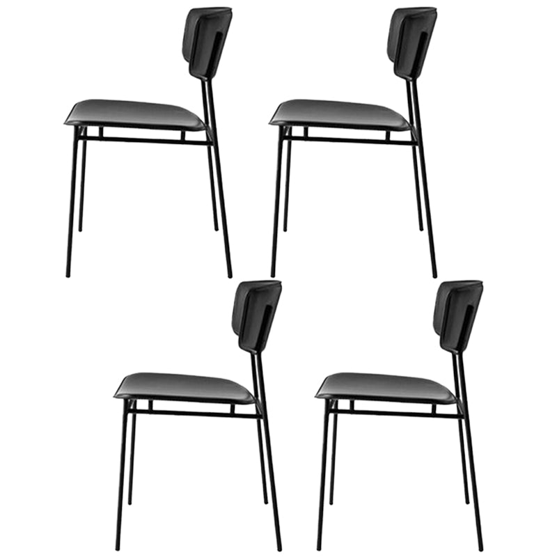 Chaise latérale de restaurant contemporaine en cuir, chaise de salle à manger ouverte de couleur foncée