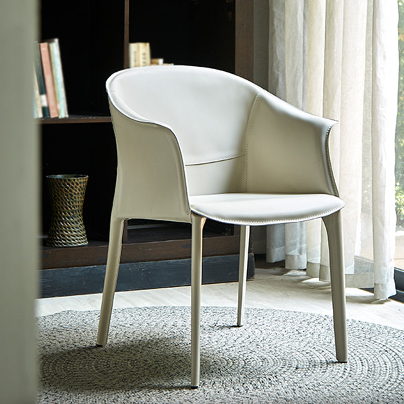 Minimalist Kitchen Dining Arm Chair Solid Back PU Leather Dining Arm Chair