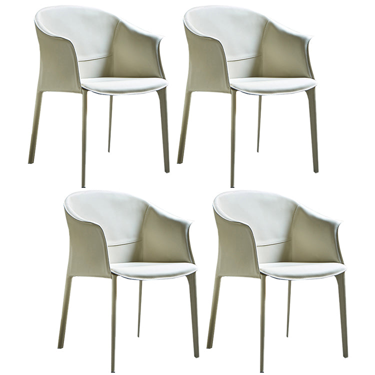 Minimalist Kitchen Dining Arm Chair Solid Back PU Leather Dining Arm Chair