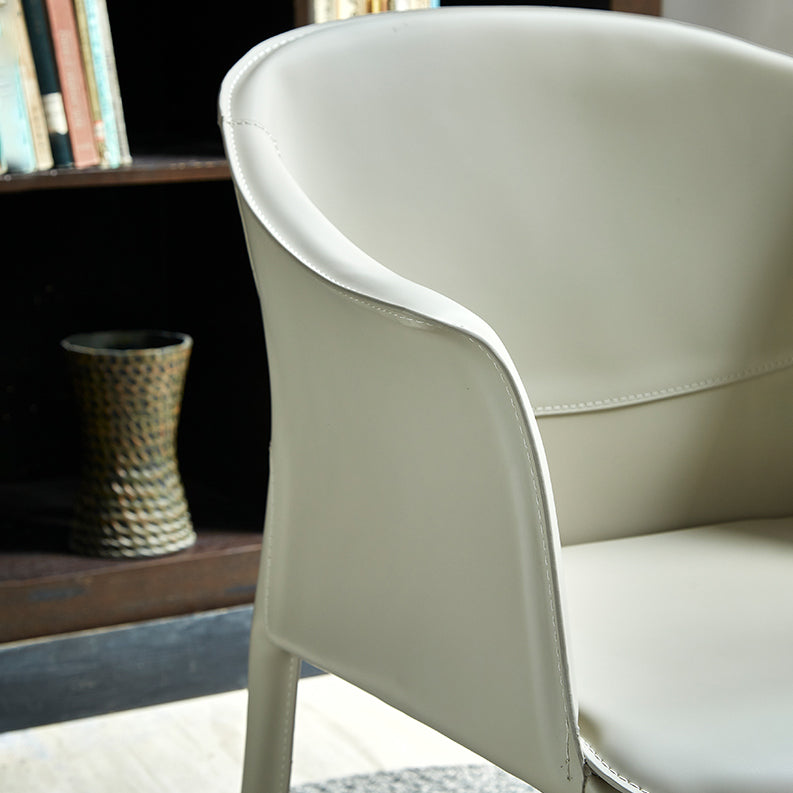 Minimalist Kitchen Dining Arm Chair Solid Back PU Leather Dining Arm Chair