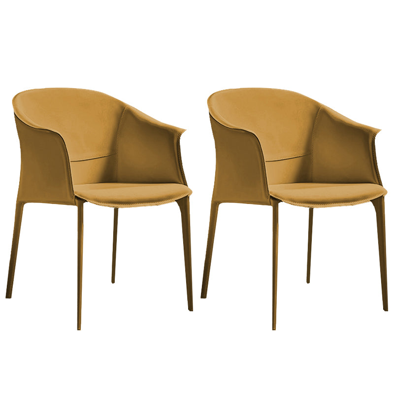 Minimalist Kitchen Dining Arm Chair Solid Back PU Leather Dining Arm Chair