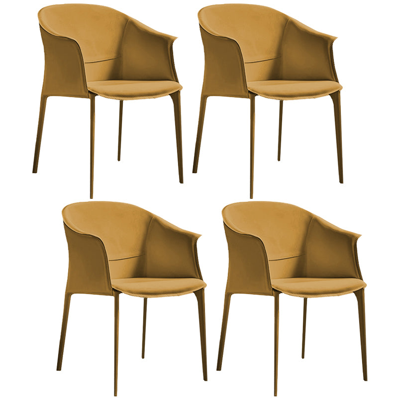 Minimalist Kitchen Dining Arm Chair Solid Back PU Leather Dining Arm Chair