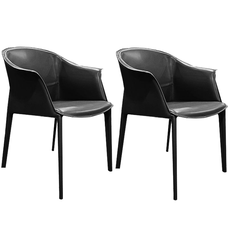 Minimalist Kitchen Dining Arm Chair Solid Back PU Leather Dining Arm Chair
