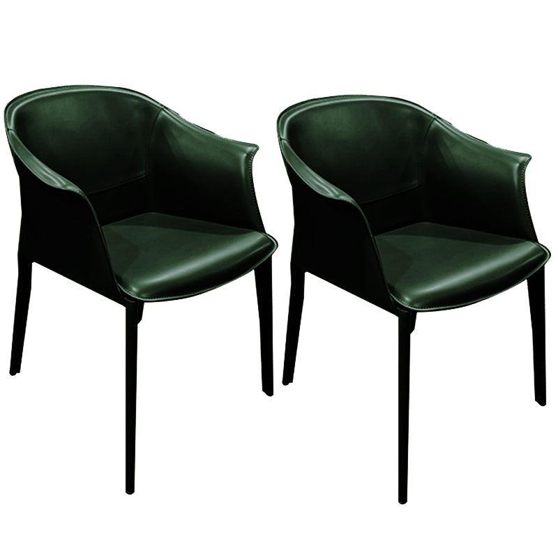 Minimalist Kitchen Dining Arm Chair Solid Back PU Leather Dining Arm Chair