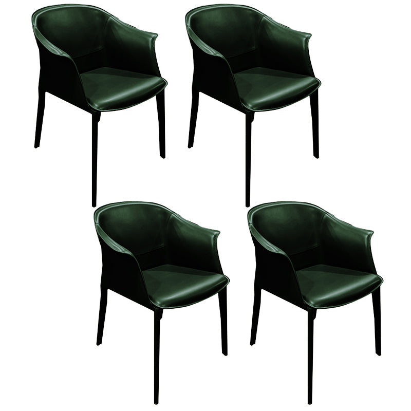 Minimalist Kitchen Dining Arm Chair Solid Back PU Leather Dining Arm Chair
