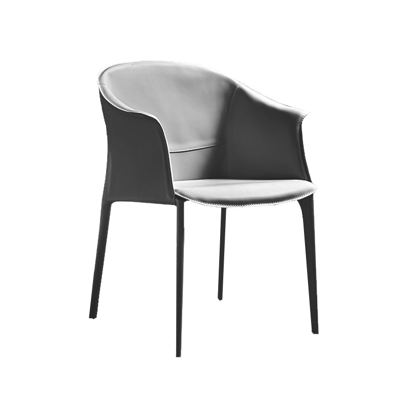 Minimalist Kitchen Dining Arm Chair Solid Back PU Leather Dining Arm Chair