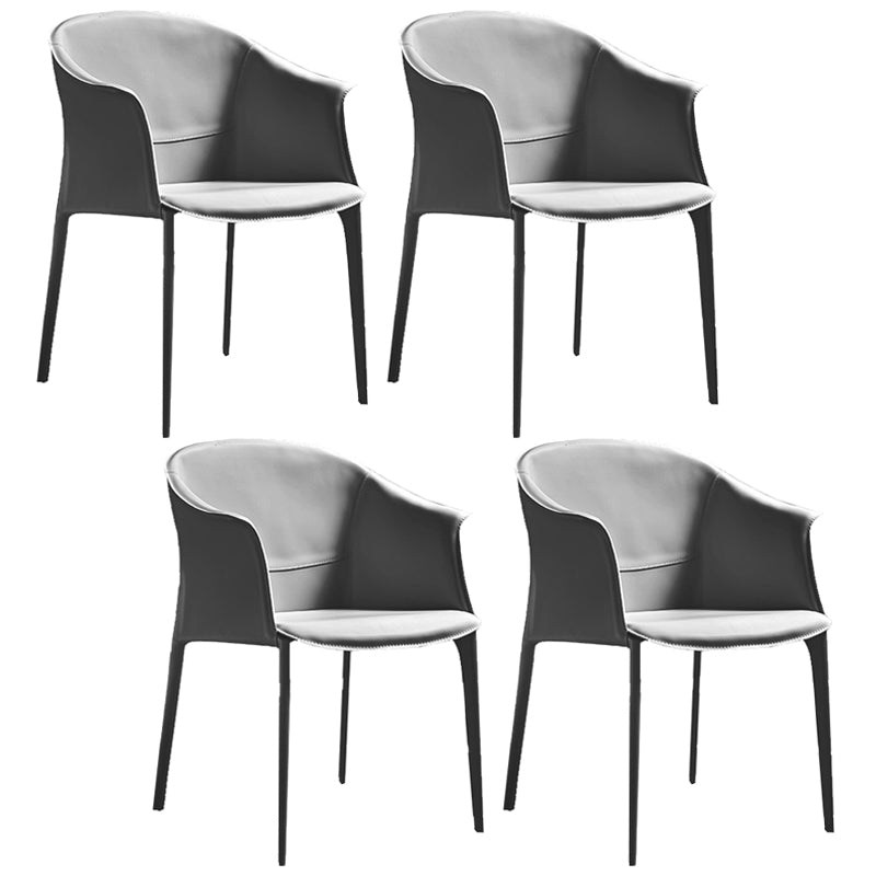 Minimalist Kitchen Dining Arm Chair Solid Back PU Leather Dining Arm Chair