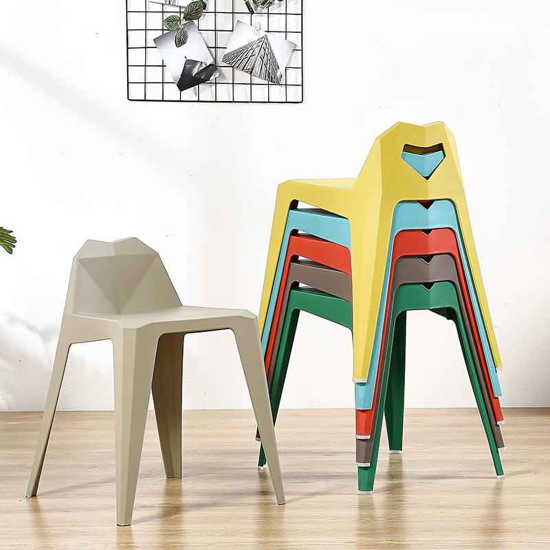 Chaise de salle à manger contemporaine à dossier solide, chaise de cuisine en plastique