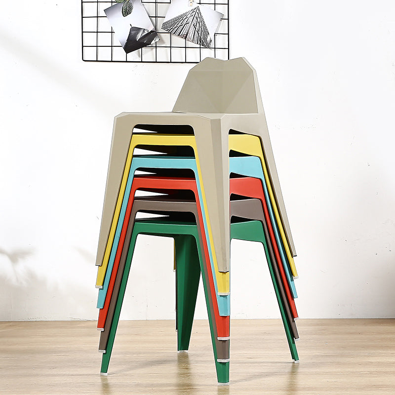 Chaise de salle à manger contemporaine à dossier solide, chaise de cuisine en plastique