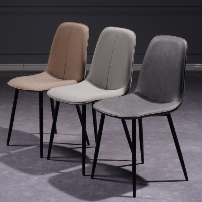 Chaise d'appoint de cuisine scandinave en cuir, finition mate, chaise de salle à manger à dossier solide