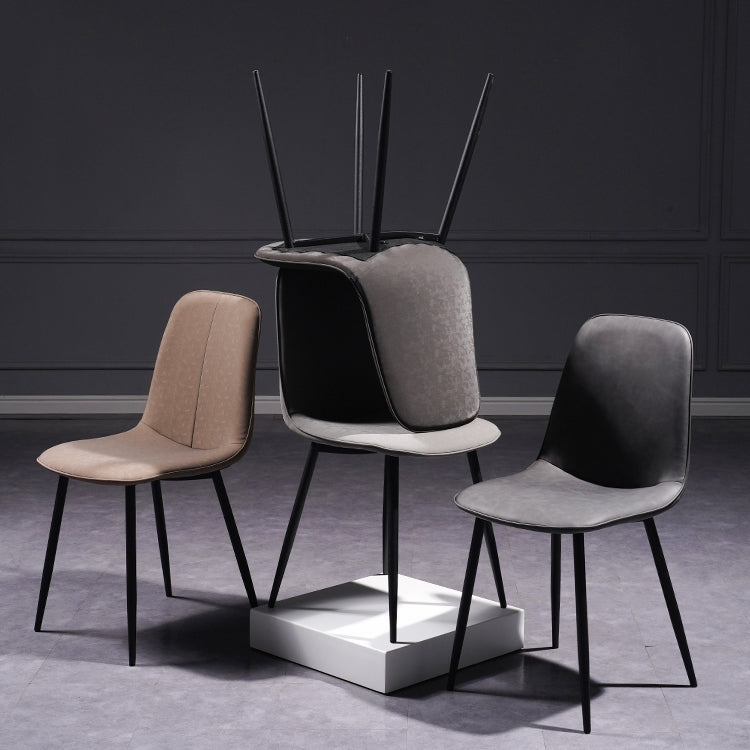 Chaise d'appoint de cuisine scandinave en cuir, finition mate, chaise de salle à manger à dossier solide