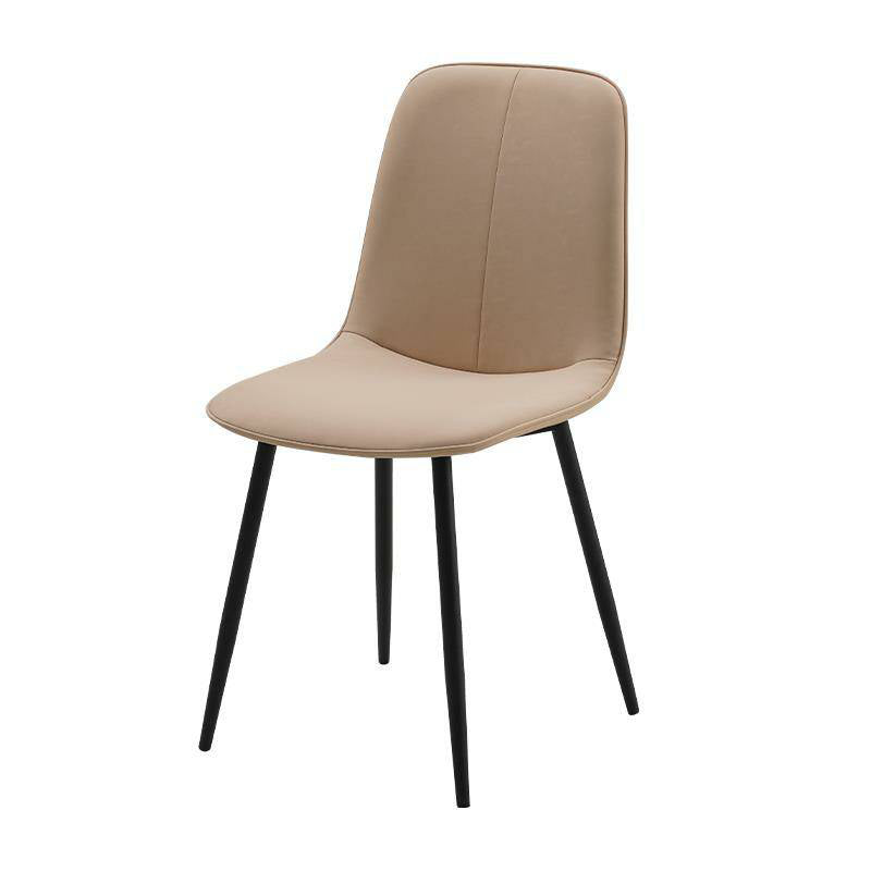 Chaise d'appoint de cuisine scandinave en cuir, finition mate, chaise de salle à manger à dossier solide