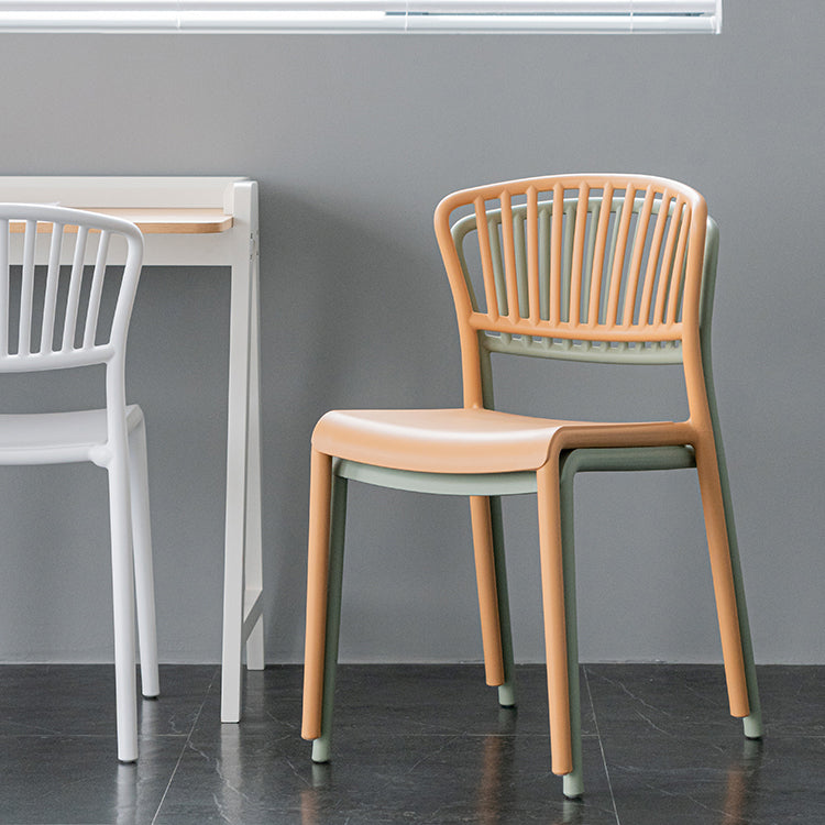 Chaise de salle à manger en plastique de Style nordique, chaise latérale à dossier à lattes pour usage domestique