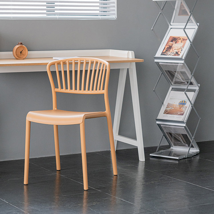 Chaise de salle à manger en plastique de Style nordique, chaise latérale à dossier à lattes pour usage domestique