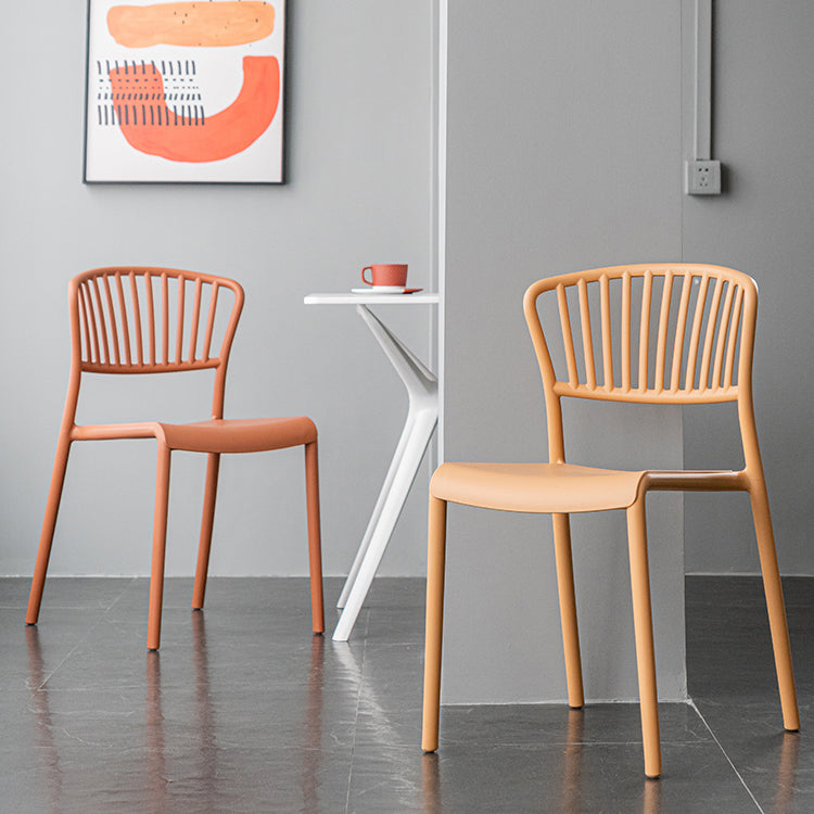 Chaise de salle à manger en plastique de Style nordique, chaise latérale à dossier à lattes pour usage domestique