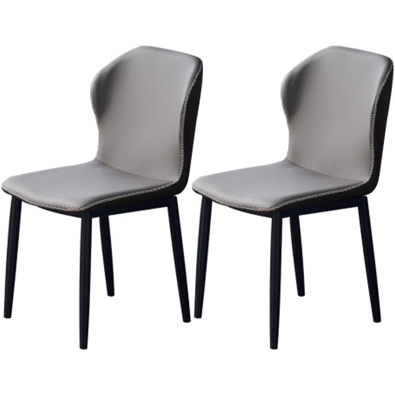 Accueil Chaise d'appoint contemporaine Chaise de salle à manger en métal à oreilles avec coussin en cuir