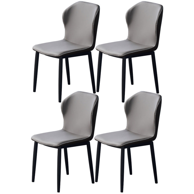 Accueil Chaise d'appoint contemporaine Chaise de salle à manger en métal à oreilles avec coussin en cuir