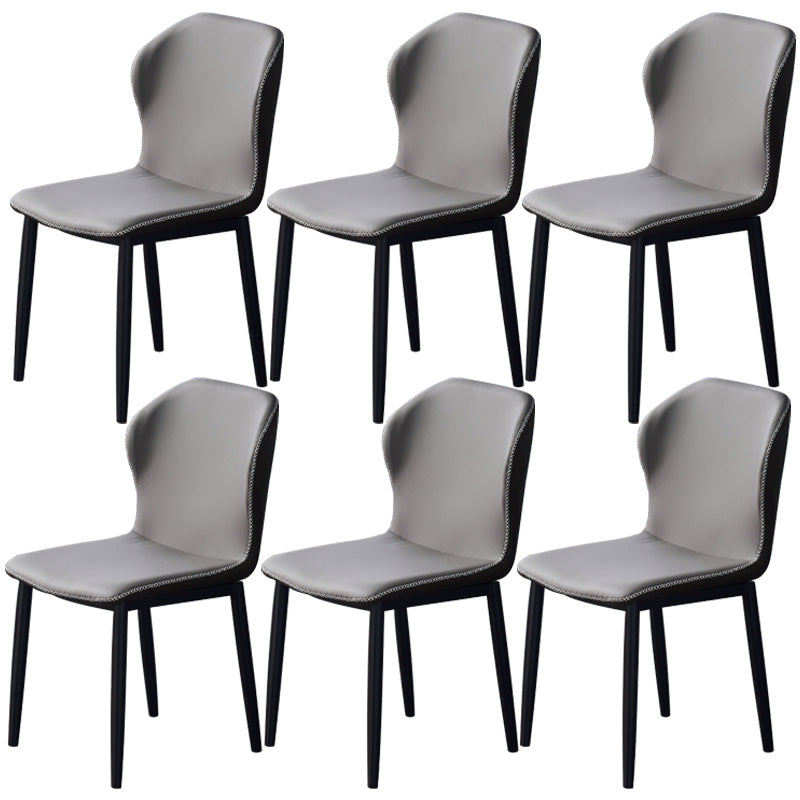 Accueil Chaise d'appoint contemporaine Chaise de salle à manger en métal à oreilles avec coussin en cuir