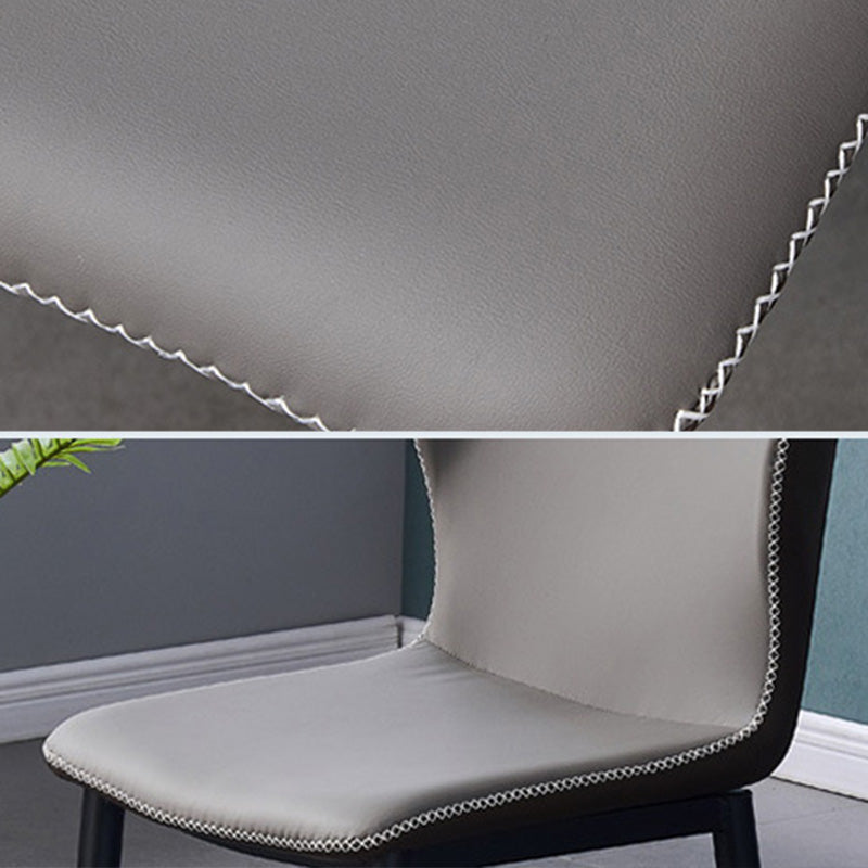 Accueil Chaise d'appoint contemporaine Chaise de salle à manger en métal à oreilles avec coussin en cuir