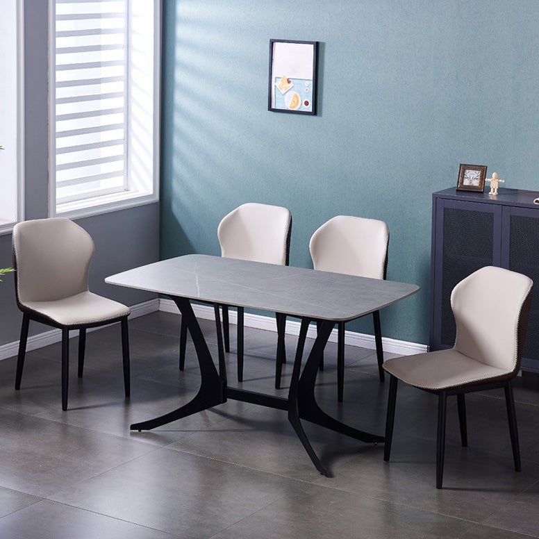 Accueil Chaise d'appoint contemporaine Chaise de salle à manger en métal à oreilles avec coussin en cuir