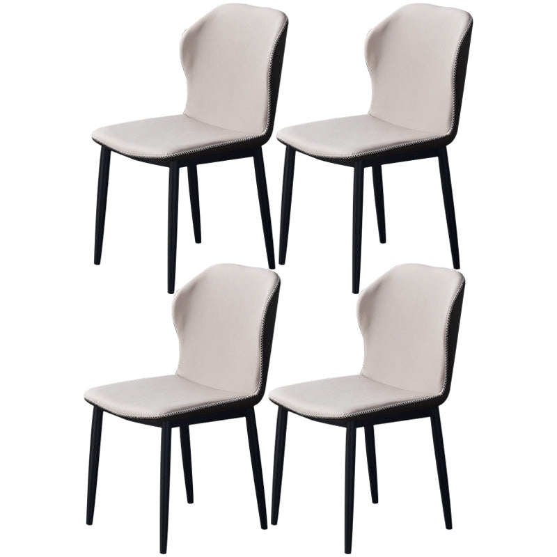 Accueil Chaise d'appoint contemporaine Chaise de salle à manger en métal à oreilles avec coussin en cuir