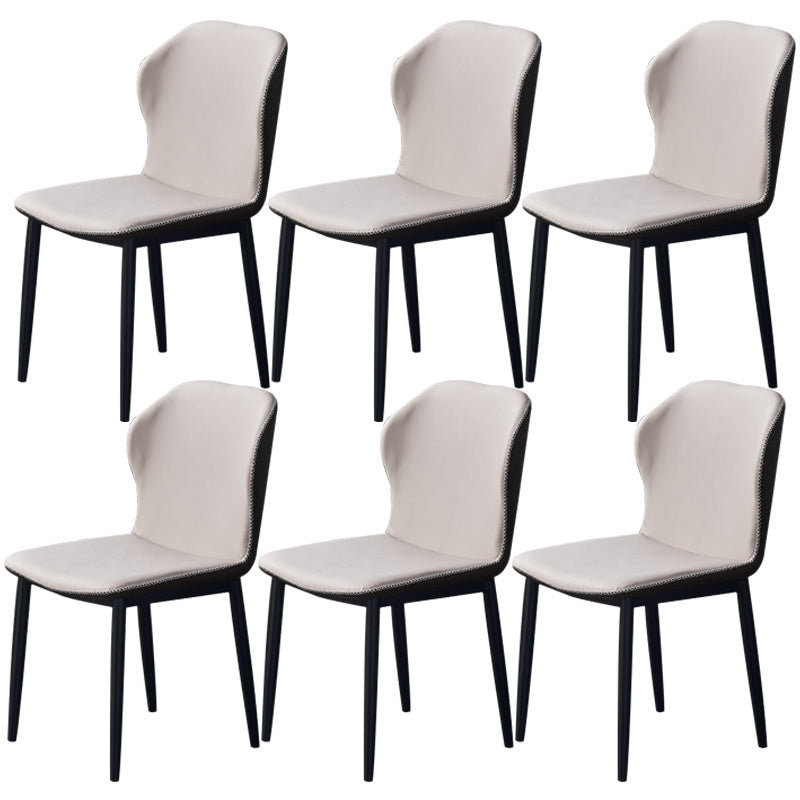 Accueil Chaise d'appoint contemporaine Chaise de salle à manger en métal à oreilles avec coussin en cuir