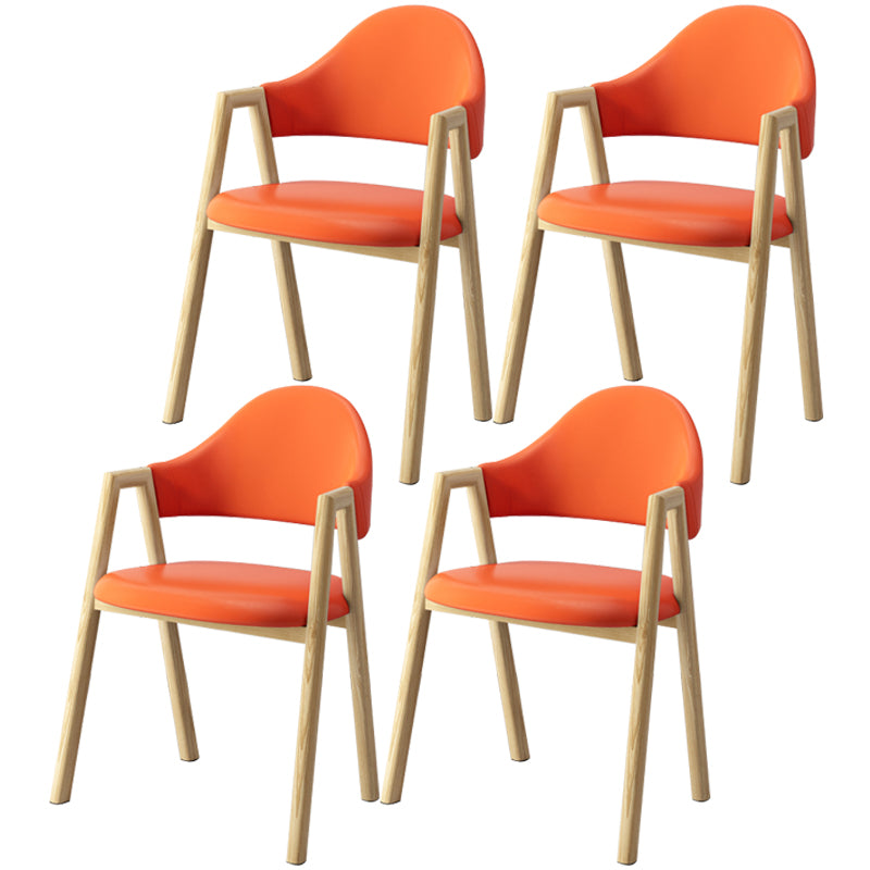 Scandinavian Study Room Metal Arm Chair Colorful Open Dining Chair with Natural Legs