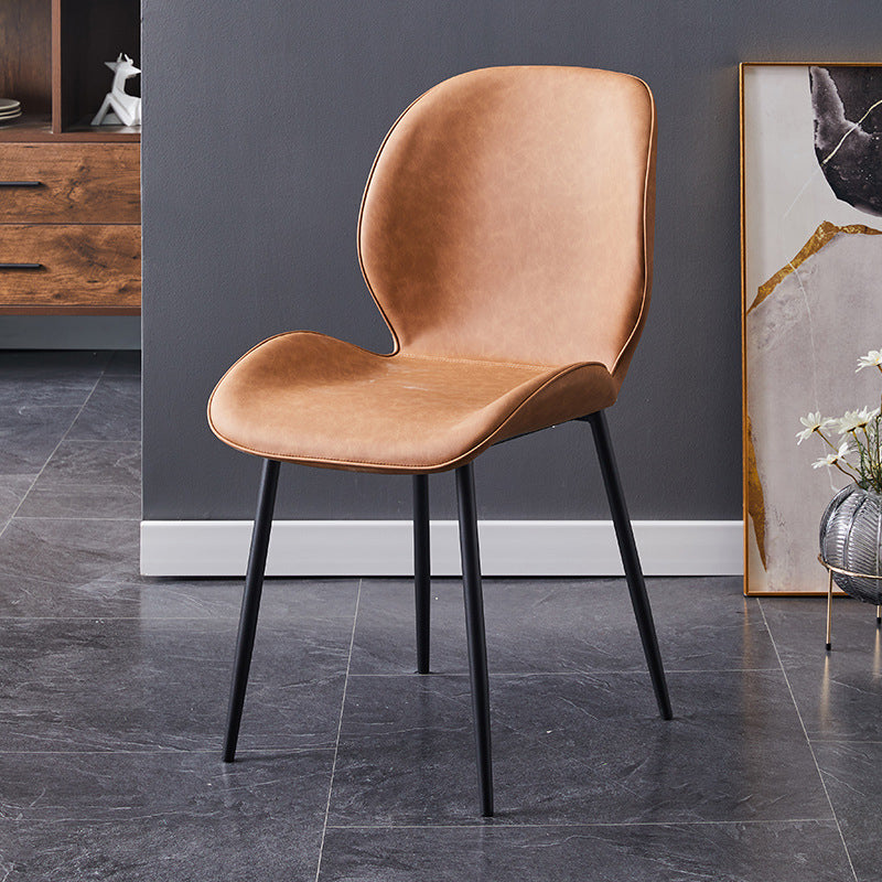 Chaise de salle à manger en métal de style contemporain chaise arrière solide avec jambes noires