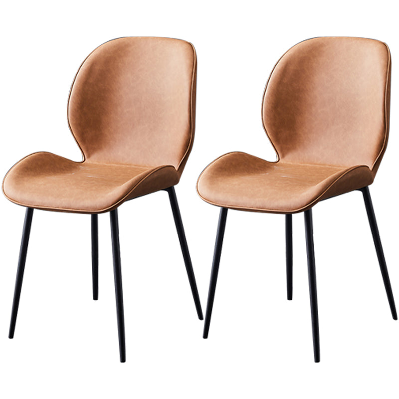 Chaise de salle à manger en métal de style contemporain chaise arrière solide avec jambes noires